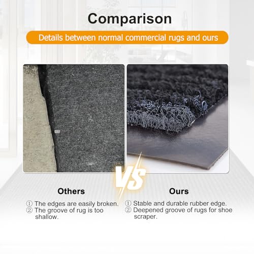 3x5 FT Non-Slip Dirt Trapping Door Mat with Rubber Backing(Jet Black) - color: Jet Black, size: 3' x 5' (Rectangular)