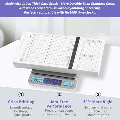 50 Time Cards for uPunch HN4000, HN2000, HN2500, HN4500