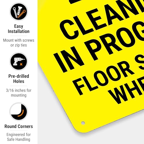 Caution Cleaning in Progress Floor Slippery When Wet OSHA Sign, - size: 10x14
