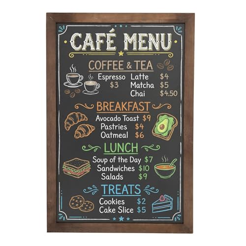 MyGift 35 Inch Wall Mounted Chalkboard Sign Torched Wood Message Board