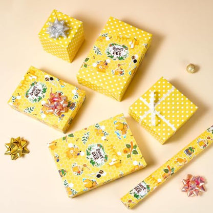 WERNNSAI Bee Wrapping Paper Jumbo Roll - 33 ft Honey Bee Gift Wrap - color: Bee