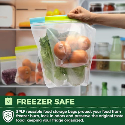SPLF 8 Pack Reusable Gallon Freezer Bags Dishwasher Microwave Safe - size: Gallon