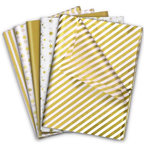 woric 120 Sheets Gold Tissue Paper for Gift Bags 20 x 14 Inch - color: Gold