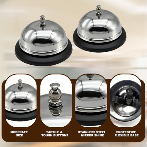 2-Pack Call Bell, 3.3Inch Stainless Steel Service Bell