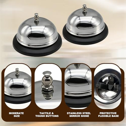 2-Pack Call Bell, 3.3Inch Stainless Steel Service Bell