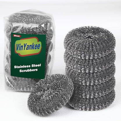 6PCS Steel Wool Scrubber Sponge Set, Barbecue Grill Cleaning Scrubber Pads - size: 6 Pads