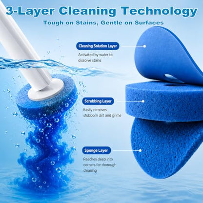 Disposable Toilet Brush and Holder Set with 24 Refills,Toilet Cleaning Wand