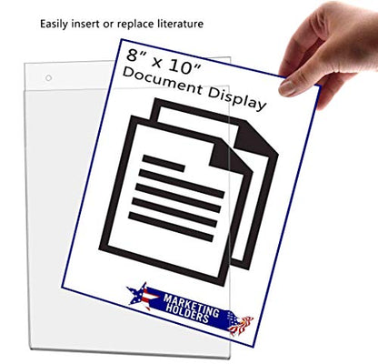 Wall Mount Sign Holder for 8" x 10" Advertisements Notices and Flyers in Retail Stores and Restaurants Clear Acrylic with 2 Pre Drilled Holes and Hanging Hardware by Marketing Holders - size: 8"w x 10"h