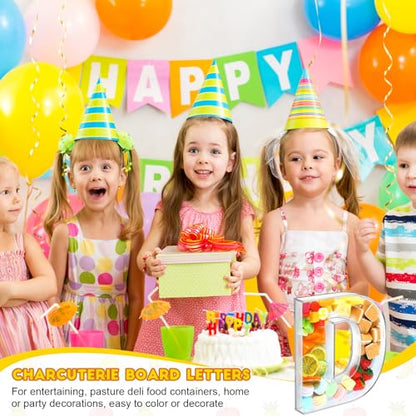 Uiifan 10'' Acrylic Letter Box Form Tray Display Fillable Letter Charcuterie Box Acrylic Candy Dish for Birthday Party Reusable Plates for Food, Not Include Lid(Clear,Letter D) - style: Letter D
