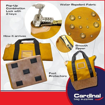 Locking Heavy Duty Courier Bag, 18x18x8 inch - color: Gold