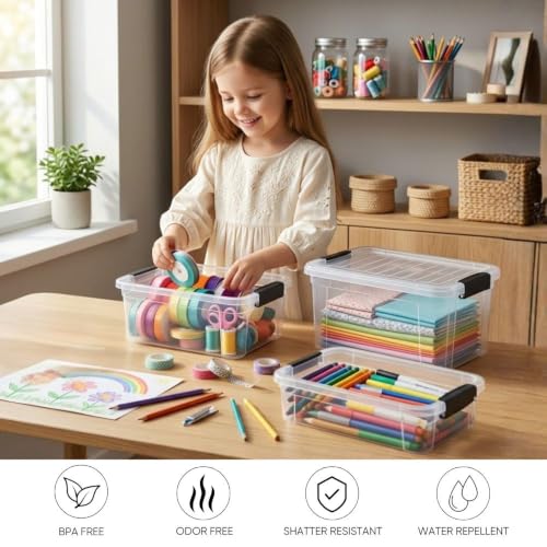 Superio 1.27 Quart Clear Plastic Storage Containers with Lids, Stackable Organizer Bins, BPA-Free Storage Boxes for Home, Office, Dorm & Classroom, 2 Pack - size: 1.27 Quart