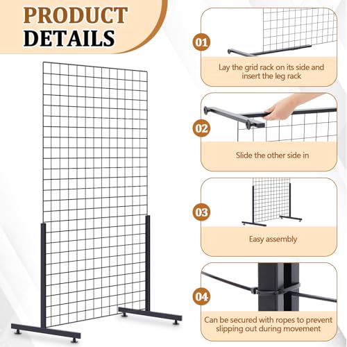 Yaocom 2 Set Grid Wall Panels, 2.5' x 4.8' Gridwall Panels Display with Ez Slide-On Grid Legs, No Hardware or Tools Required