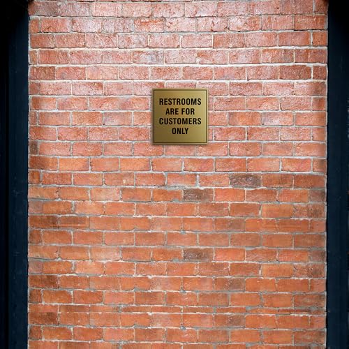 Signs ByLITA Square Restrooms Are For Customers Only Sign (Dark Brown) - Small 1 Pack - color: Dark Brown, size: 4 x 4" - Small (1 Pack)