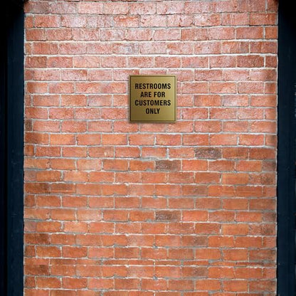 Signs ByLITA Square Restrooms Are For Customers Only Sign (Navy Blue/Gold) - Small 1 Pack - color: Navy Blue/Gold, size: 4 x 4" - Small (1 Pack)