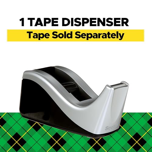 Scotch Desktop Tape Dispenser, Silvertech Two-Tone (C60-ST) (Pack of 12) - size: 1 Count (Pack of 12)
