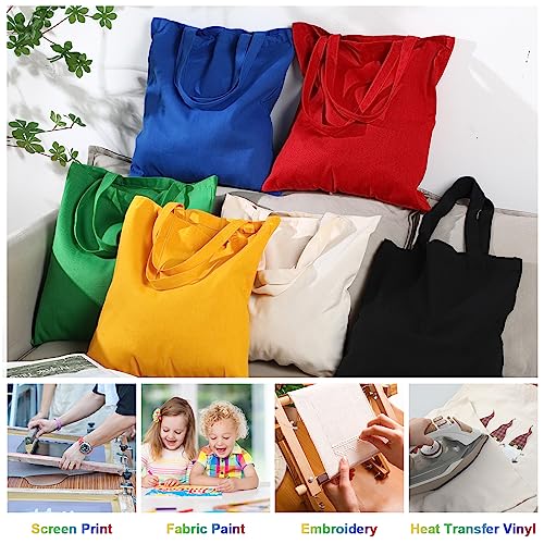 Roowest 60 Pack Canvas Tote Bags Bulk, 16" x 15", Multicolor - color: Multicolor