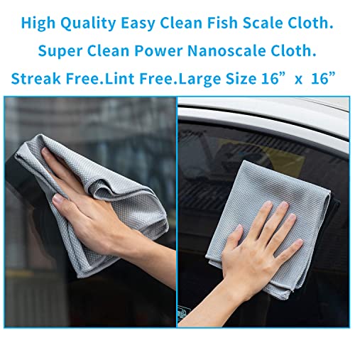 Streak Free Miracle Cleaning Cloths Easy Clean Nanoscale,Fish Scale Microfiber Window Mirror Glass Car Stainless Steel Cleaning,Lint Free Dish cloth Wine Glass Polishing Towel,Reusable,Pack 6,Blue - color: Blue 6p