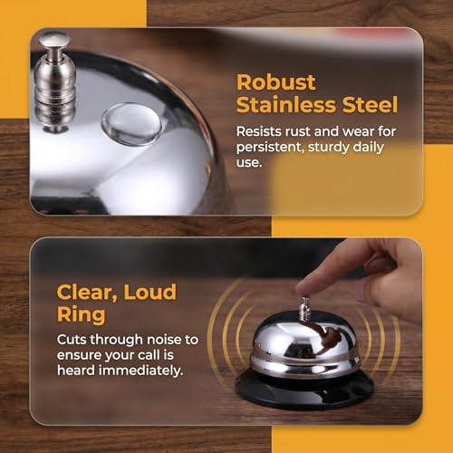 Veemoon Service Bell Classic Reception Bell for Restaurant Home Kitchen Desk Call 3.93 X 3.93 X 2.75 in 1 Pack
