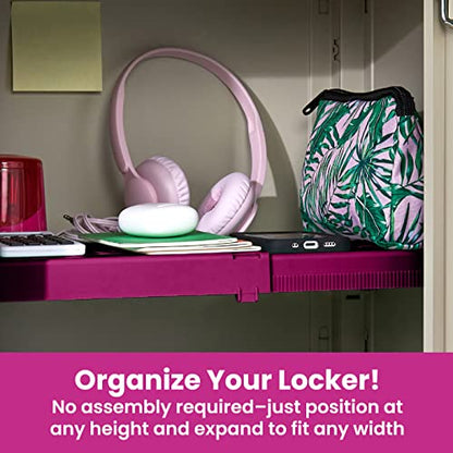 LockerMate Adjust-A-Shelf Locker Shelf, School Organizer, Pink - color: Pink