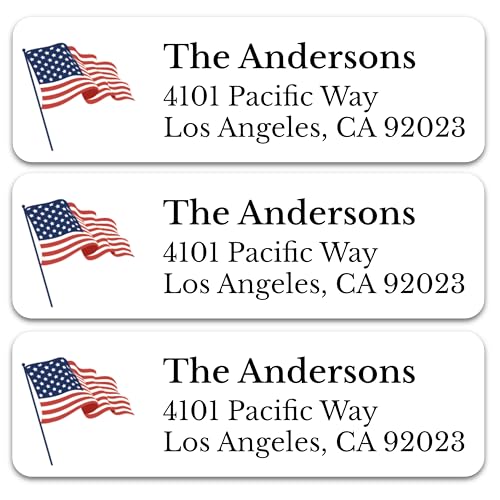 Personalized Patriotic Return Address Labels, Self-Adhesive Address Stickers on Sheets, 50-1000 Labels (Flag) - color: Flag