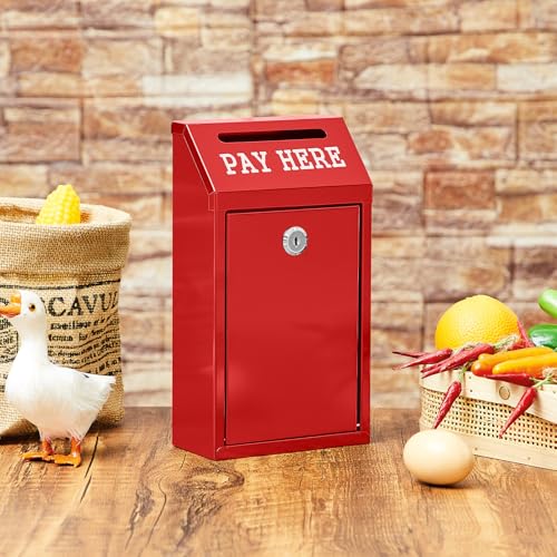 Yaocom Metal Money Cash Box,Red,10.2 X 5.7 X 2.8 Inch - color: Red, size: 10.2 x 5.7 x 2.8 Inch