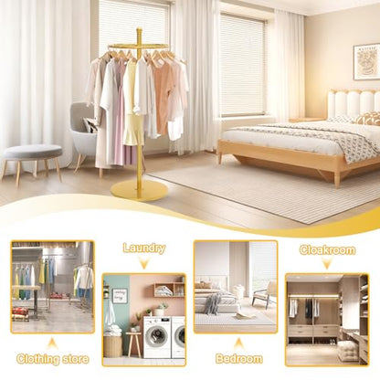 21.6in Rotatable Clothes Rack Round Heavy Duty Rack For Boutiques (Gold) - color: Gold