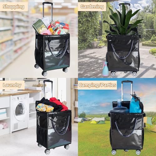 Reusable Grocery Bags on Wheels, Rolling Tote Bag, Black - color: Black