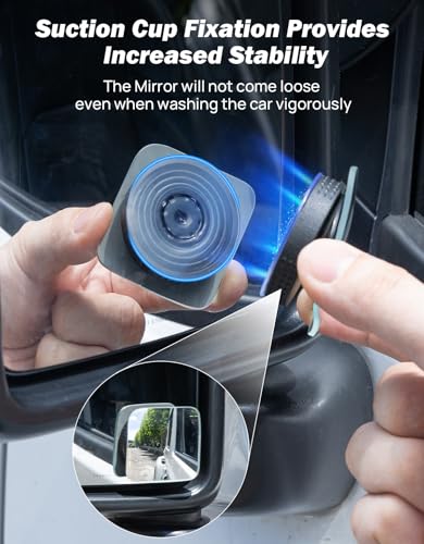 JOYTUTUS Blind Spot Mirror 2 Pack HD Frameless Convex Glass for Wide Angle View and Safer Lane Changing Compatible with Cars SUVs Trucks RVs upgraded non-marking suction & Long Lasting Durability - size: Rectangle-shaped
