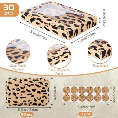 Crtiin 30 Pack Jewelry Gift Boxes Set with Clear Window, Leopard Print - color: Leopard Print