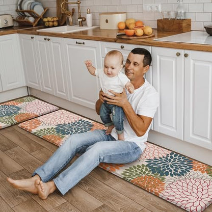 KIMODE Kitchen Rugs and Mats Cushioned Anti Fatigue 2PCS Standing Mat - color: Colorful, size: 17.3" x 59 "+ 17.3" x 29 "--0.47 inches