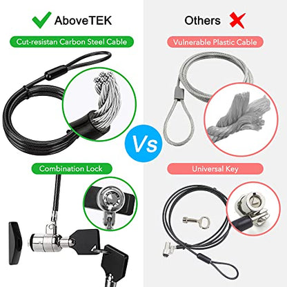 AboveTEK Laptop Lock, Tablet Lock Security Cable, 2 Keys Sturdy Steel iPad Locking Kit w/Adhesive Anchors, Anti Theft Hardware Protection for iPhone Mobile Notebook Computer Monitor MacBook Laptop