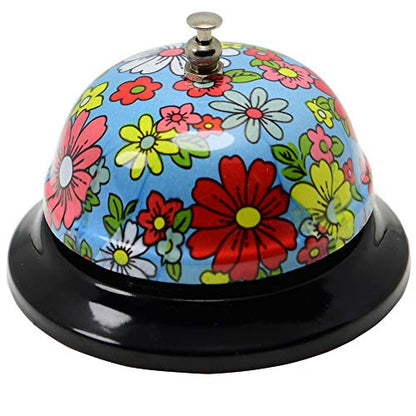 Call Bell Desk Service Bell Ding Bell for Restaurant Hotel Room Kitchen Party Office Receptionist Elderly Teachers Chef,3.3 inch - color: Blue-pattern