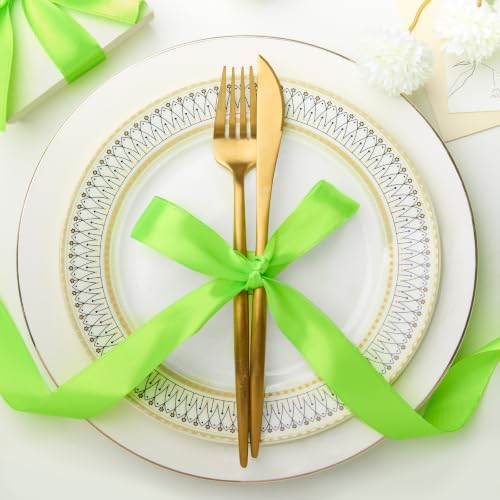 Fluorescent Apple Green Satin Ribbon, 1 Inch, 50 Yards - color: Fluorescent