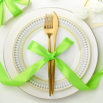 Fluorescent Apple Green Satin Ribbon, 1 Inch, 50 Yards - color: Fluorescent