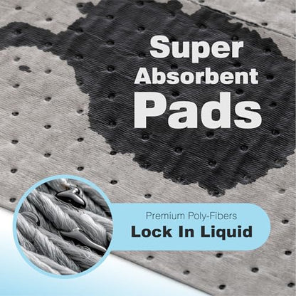 Raxwell Oil Absorbent Pads 200 Pack – 16” x 18” Heavy-Duty Spill Pads, 8-Layer Polypropylene, Dimpled & Perforated Universal Absorbent Sheets - Garage Floor Mat for Oil, Coolant, Water & Chemicals - size: 1 Count (Pack of 200)