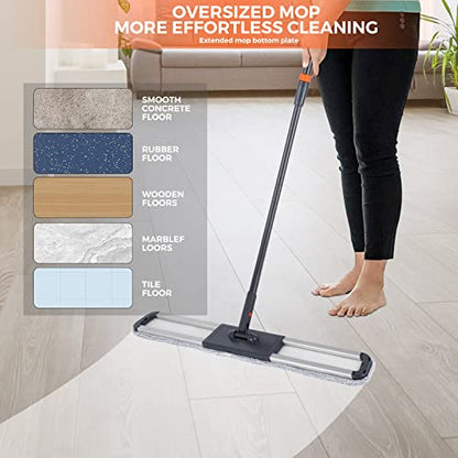 Large Dust Mop Wet Mop with 36 inch Mop Cloth for Commercial Industrial Use - size: 36 inches