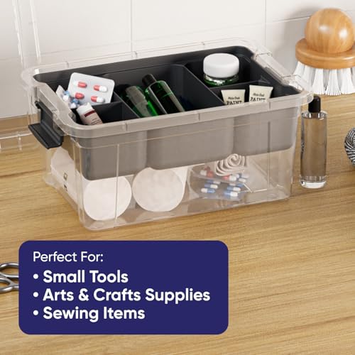 Superio Storage Container Organizing Bin with Removable Tray Plastic Tools, Sewing, Crafts Box, 6.5 Qt. - size: Small 6.5 Qt. Deep
