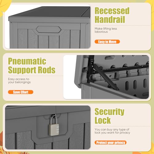 Devoko HDPE 240 Gallon Deck Box Double-Wall with Divider - color: Grey, size: 240 Gallon 1 Pack