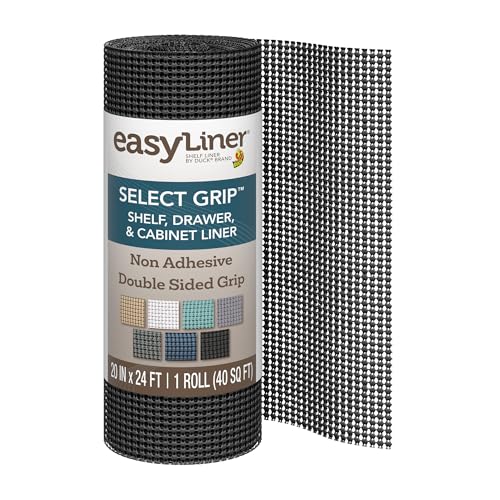 EasyLiner Select Grip Shelf Liner - Easy to Install & Cut to Fit - Non Slip, Non Adhesive, Drawer Shelf & Cabinet Liner for Kitchen, Bathroom, Pantry Cupboards, 20 in x 24 ft, Black - color: Black, size: 20-Inch x 24 Feet