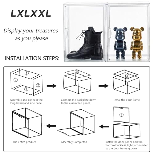 LXLXXL Acrylic Display Case, 4-Pack XL Stackable Bins with Magnetic Lid - size: X-Large-4pcs