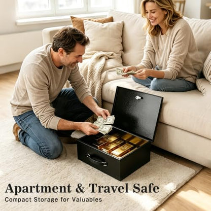 xydled Fireproof Document Box with Key Lock, Fire Safe Box, Black - color: Black, size: XX Large