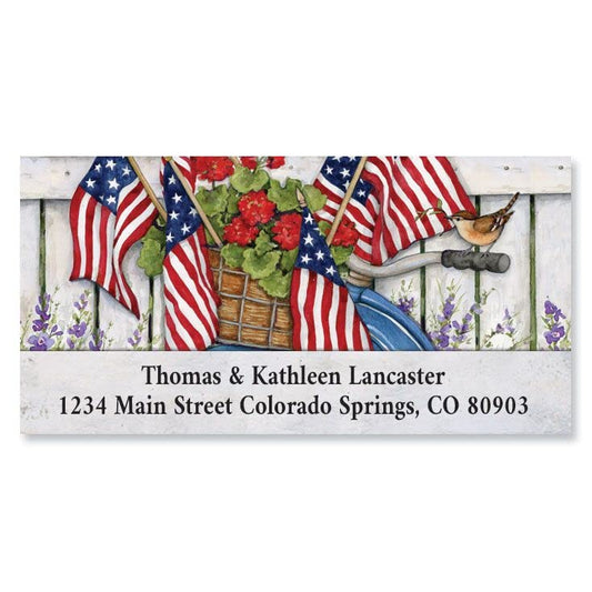 Colorful Images Old Glory Bike Return Address Mailing Labels, Personalized in The USA with Names & Addresses, Set of 144 Self Adhesive, Easy Peel Flat Label Sheets, 1¼” x 1⅛”, 1 Design - style: Old Glory Bike