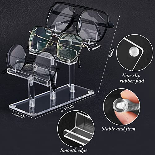 Ripeng 8 Pcs 3 Tier Acrylic Eyeglass Display Stand Sunglass Holder, Clear