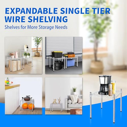 Simple Deluxe 1-Tier Shelving Unit, 15" W x 13.8" D x 15" H Wire Metal Stackable Storage, Chrome, 2 Pack - size: 1-Tier, 15"W x 13.8"D x 15"H, style: 2 Pack