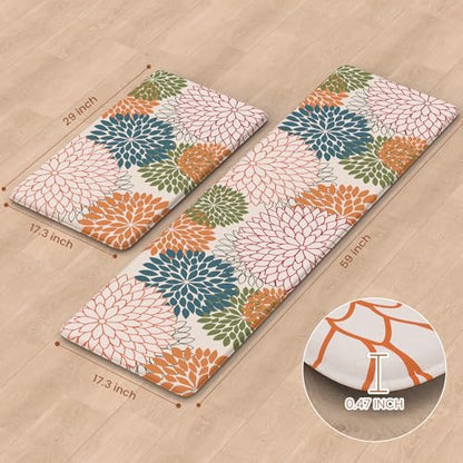 KIMODE Kitchen Rugs and Mats Cushioned Anti Fatigue 2PCS Standing Mat - color: Colorful, size: 17.3" x 59 "+ 17.3" x 29 "--0.47 inches