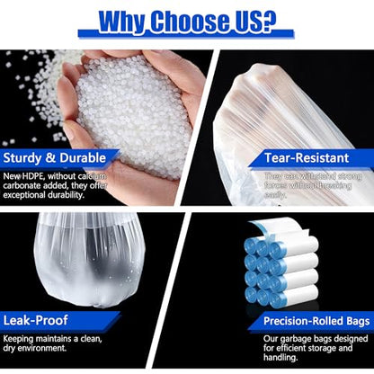 Small Trash Bags 2 Gallon, 360 Count -1.2 Mil Drawstring Mini Garbage Bags, White Plastic Trash Can Liners for Bathroom Accessories, 7.5 Liter, Bedroom, Dorm Room Essentials, Office - color: 2gal-360