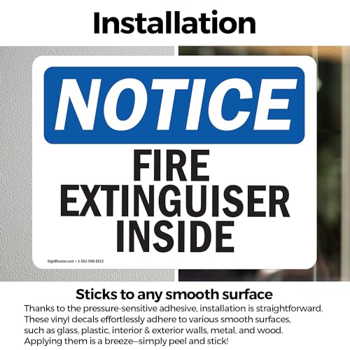 (2 Pack) Fire Extinguisher Inside OSHA Notice Sign 5 Inch X 3.5 Inch Vinyl Label Decal Sticker Weather Resistant, UV Protected for Workplace, Business, and Construction Site, Made in the USA - size: 5 Inch X 3.5 Inch, style: Vinyl Decal