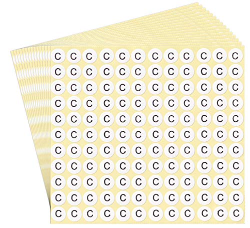 dealzEpic - Alphabet Stickers of The Letter C - Small Round Paper Self-Adhesive Peel and Stick Letter Labels - Set of 15 Sheets - color: Letter C