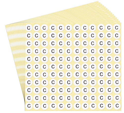 dealzEpic - Alphabet Stickers of The Letter C - Small Round Paper Self-Adhesive Peel and Stick Letter Labels - Set of 15 Sheets - color: Letter C