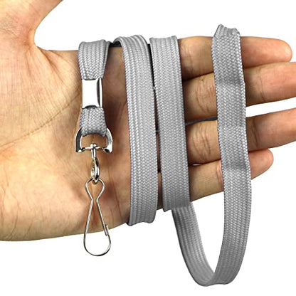Beebel Lanyards 100 Pack Gray Lanyard with Swivel Hook Clips for ID Name Badge Holder (Gray, 100 Pack) - color: Gray, size: 100 Pack